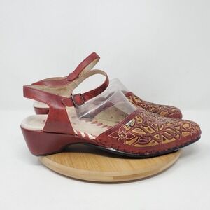 Pikolinos Sandal Womens 41 RIGHT 42 LEFT Red Brown Leather Floral MISMATCHED